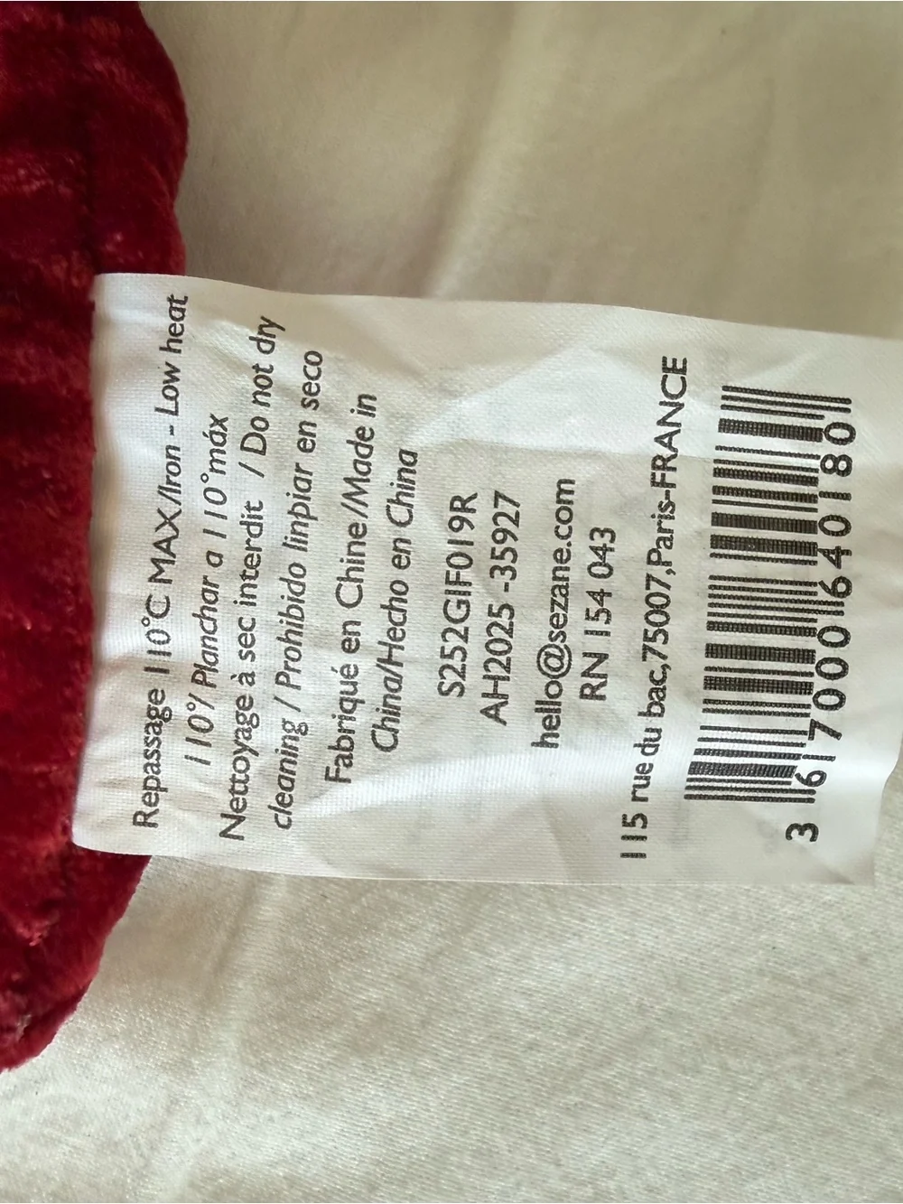 Velvet Oversized Scrunchie - Deep Red - Sezane